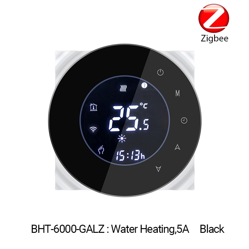 ZigBee Clever Thermostat Temperatur Regler Hub Erforderlich Wasser/Elektrische Boden Heizung Wasser/Gas Kessel Mit Alexa Google Hause: BHT-6000-GALZ-Schwarz