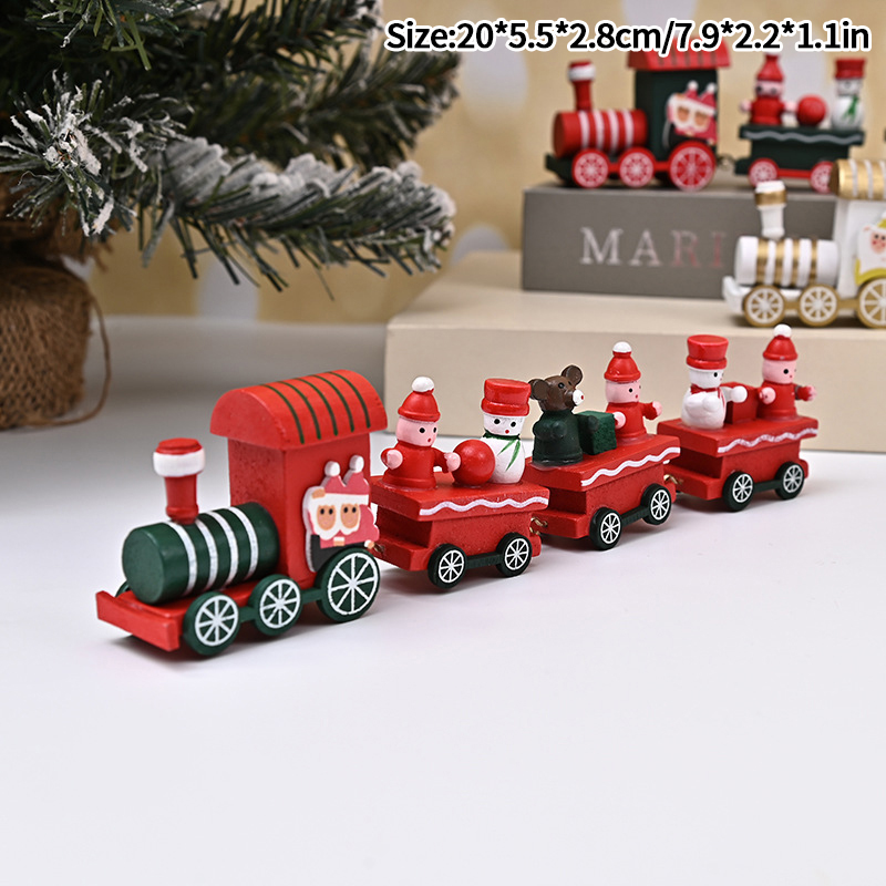 Ozdoby Świąteczne Pociąg Dekoracja Imprezowa Drewniany Mały Pociąg Boże Narodzenie 2025 Dekoracja Domu Navidad kolęda Prezenty na Nowy Rok Festiwal: Ciemny khaki