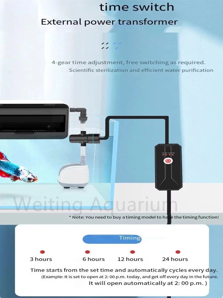 Lámpara de desinfección UV para pecera, lámpara de esterilización de buceo para estanque de peces, eliminación de algas, accesorios externos para acuario