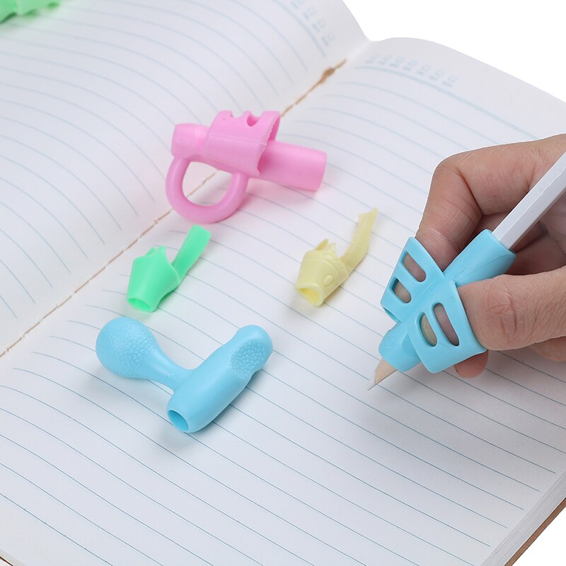 Lápiz de dibujo con forma de pez delfín de silicona, 3 uds., creatividad para niños, estudiantes, lápiz para escribir, protege los dedos, Juguetes
