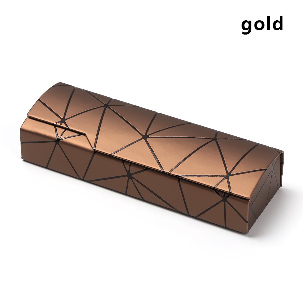 1 pc unisex glasögonbox skyddsfodral bärbart solglasögonfodral handgjorda optiska läsglasögontillbehör: Guld -01