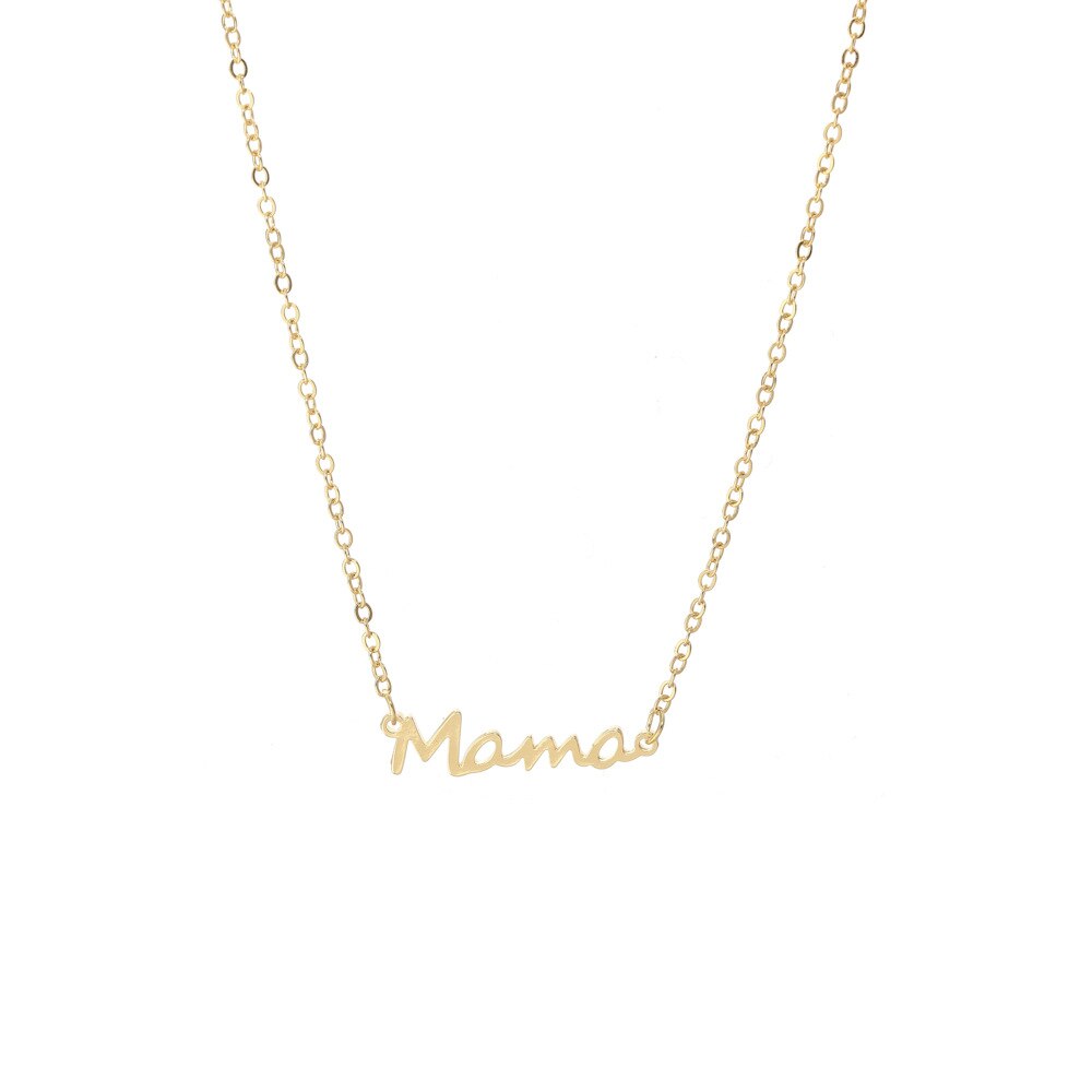 Mother&#39;s Day Letter MAMA Necklace Allergy Free Gold Plated 18 K Stainless Steel Non Tarnish Jewelry for Women Mom: Gold-2