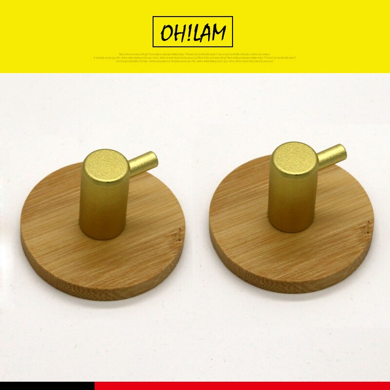 Soporte de pared de bambú adhesivo 3M, 3 ganchos, 1 unidad, colgador de ropa, abrigo, sombrero, fila, toalla, Perchero de ropa, oro