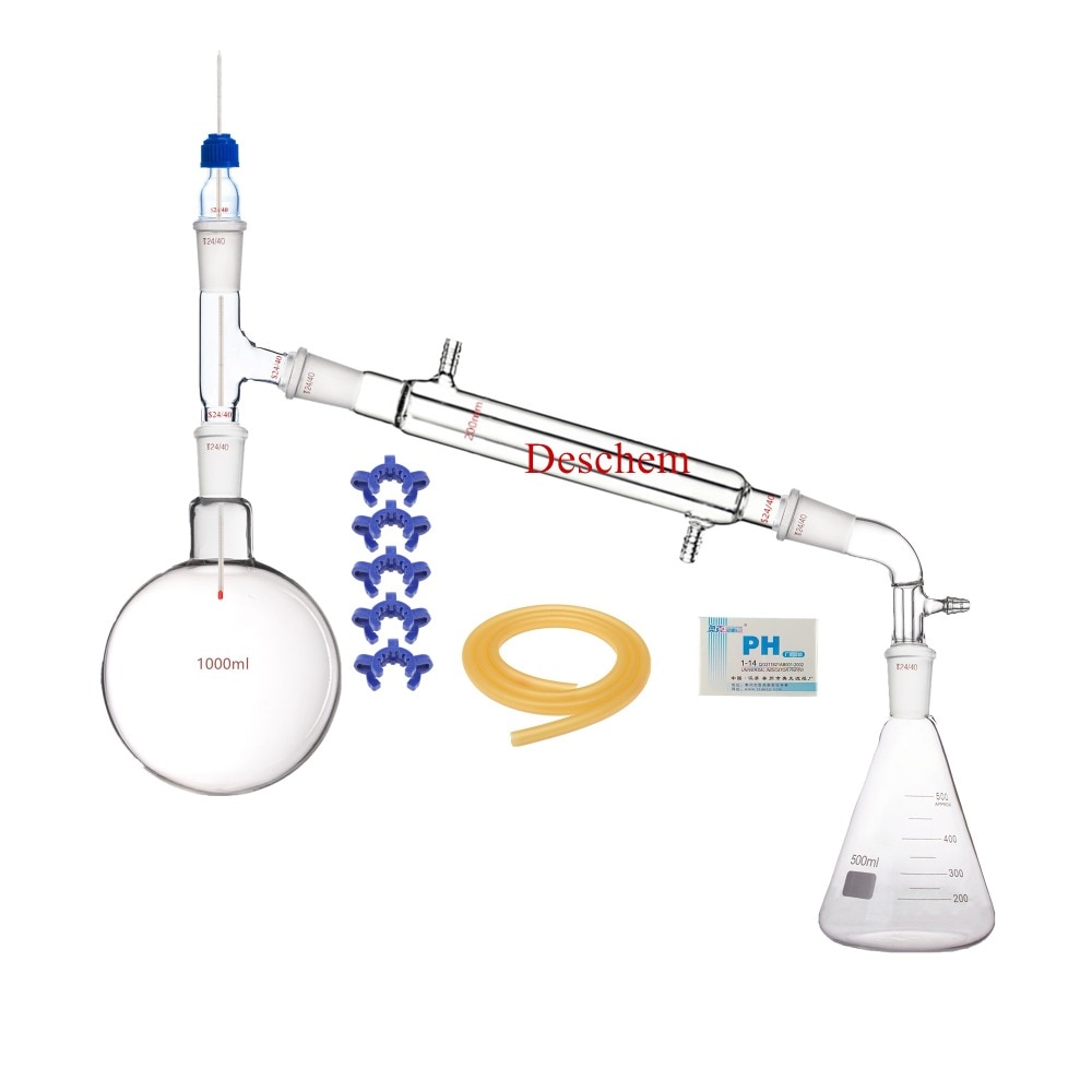 1000 ml di Vetro Apparato di Distillazione W/500 ml 24/40 Beuta Laboratorio Dispositivo di Vuoto