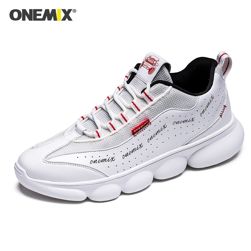 Onemix lette joggesko for menn pustende mesh sommer fritidskomfort hvit sport pappa sko mann plattform gå joggesko