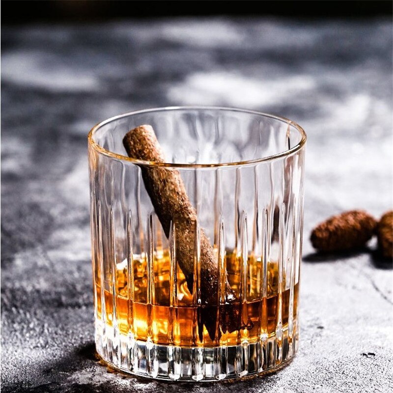 320ml Classical Transparent Vertical Pattern Whiskey Wine Glass Ice Coffee Cup
