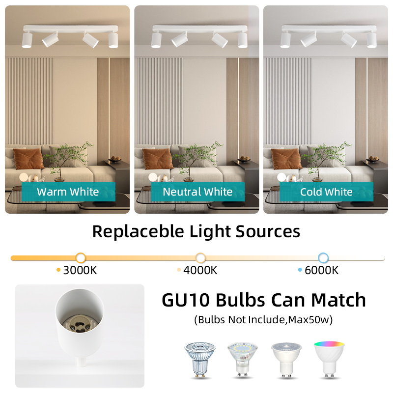 GU10 Spot Led plafonnier luminaire pour salon décor cuisine chambre lampe piste lumière intérieur plafonnier