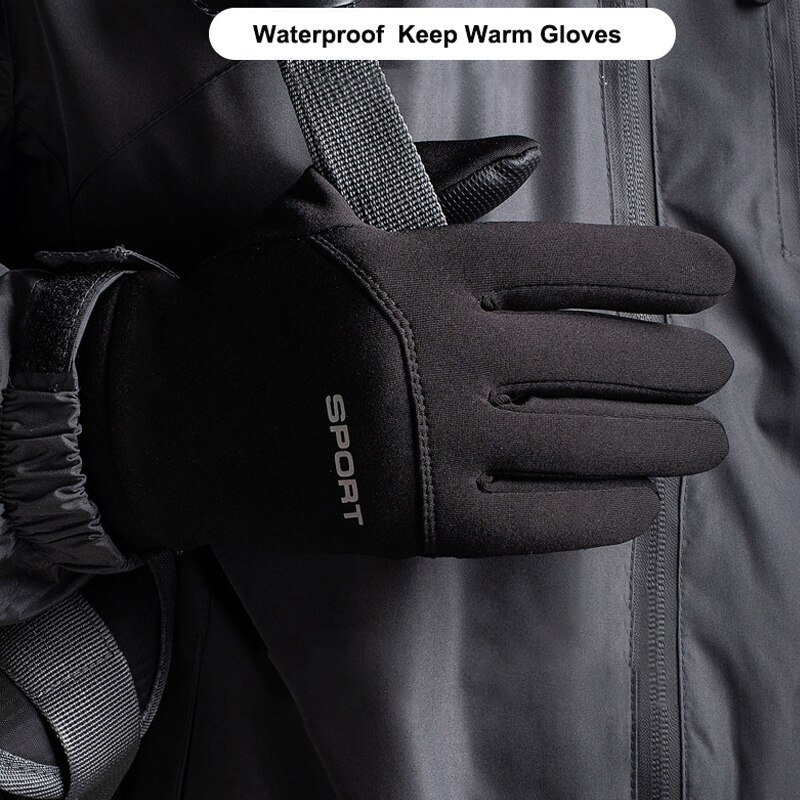 Vinter udendørs sportsski handsker vindtæt vandtæt fleece koldt bevis cykelhandsker finger berøringsskærm silikone skridsikker
