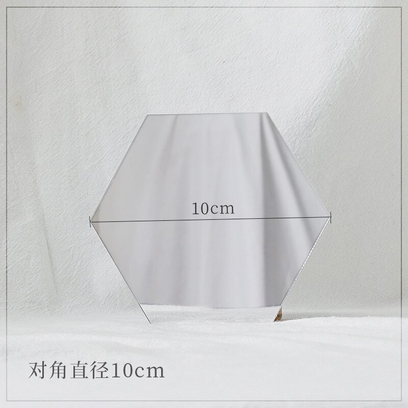 Ins Photo Props Acrylic Mirror Reflection Board Reflector Photography Props Shooting Background Ornaments Posing Props: hexagon 10CM