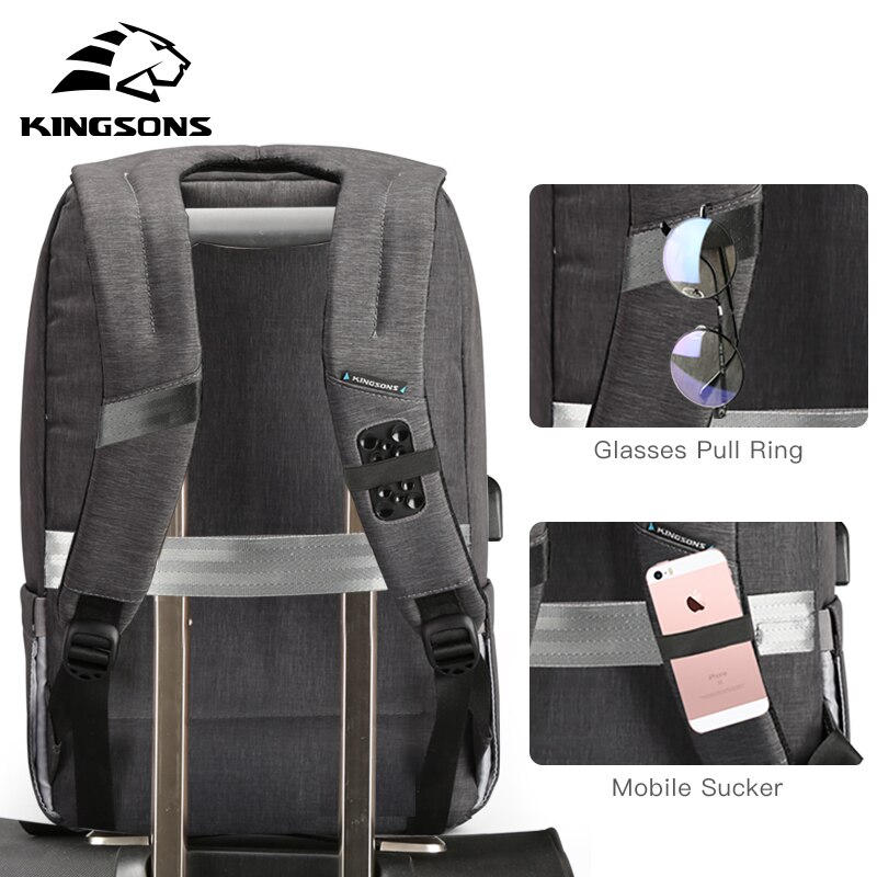 Mochila impermeable Kingsons para hombre, mochila grande para hombre, mochila para portátil de 15,6 pulgadas, mochila de aire a prueba de golpes, mochila de con carga USB