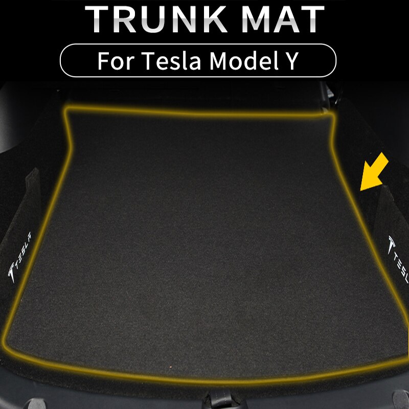 Voor Tesla Model Y Kofferbak Mat Zachte Flanellen Stofdicht Auto Voor & Achter Cargo Tray Kofferbak Beschermende Pads