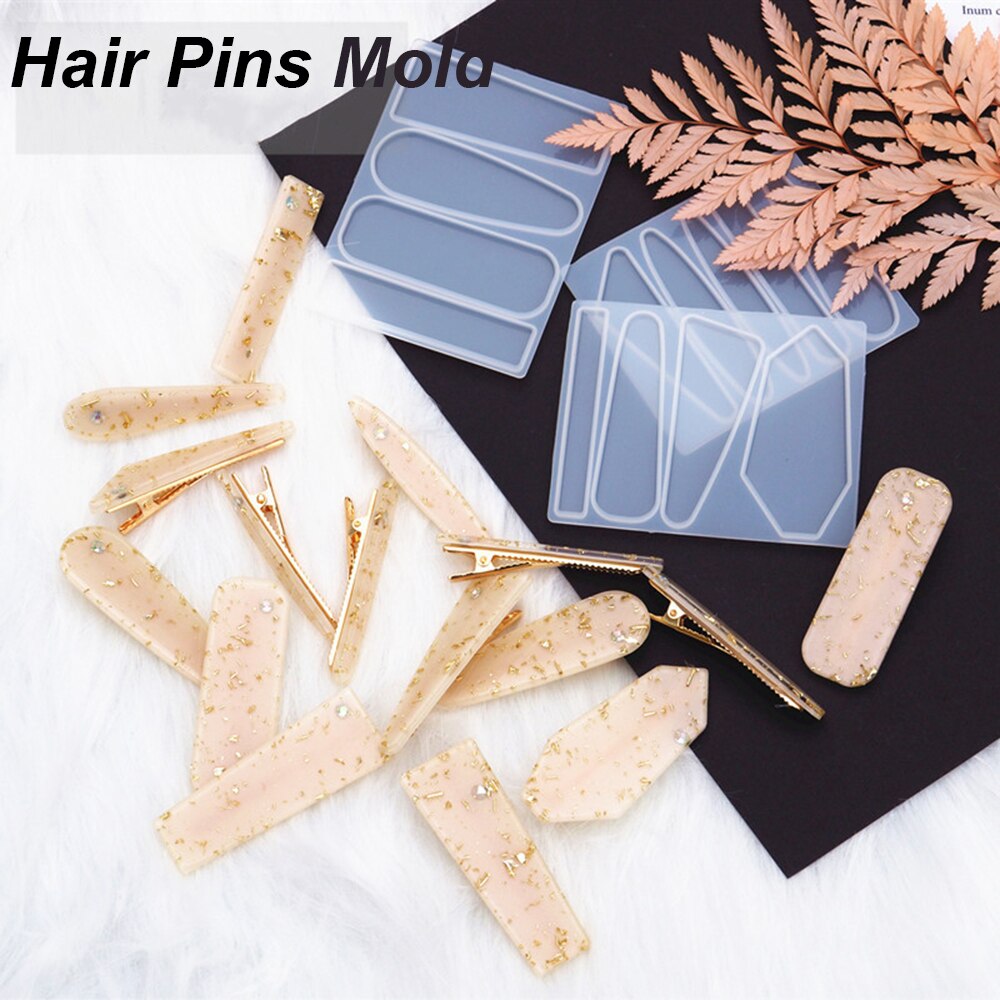 Girl Cute Hair Pin Mold UV Resin Molds DIY Geometric hairpin Molds Handcraft Silicone Mold Resin Jewelry Molds