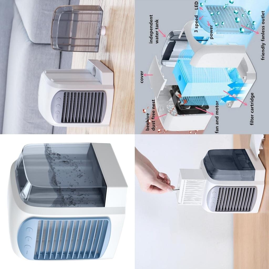 Portable Indoor Desktop Cooling Evaporative Cooler Air Cooler Fan w/ Water Tank