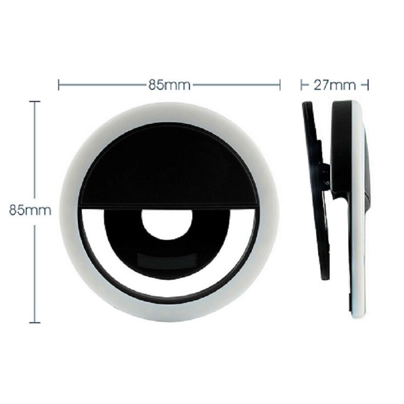 Roreta LED Selfie Ring Light Flash lens beauty Fill Light Lamp USB Charging Portable Clip For Cell Phone Smartphone