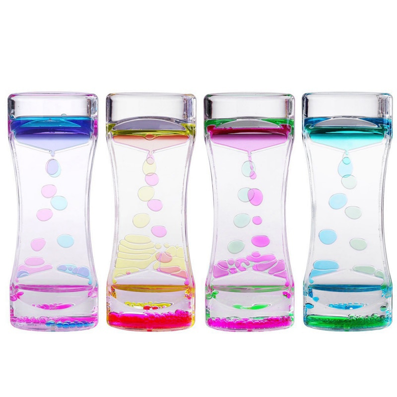Floating Color Mix Illusion Timer Liquid Motion Visual Slim Liquid Oil Glass Acrylic Hourglass Timer Clock Ornament Desk