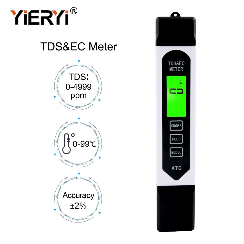Yieryi stylo de testeur de température, TDS EC numérique, analyseur de mesure de conductivité avec rétro-éclairage: TPH02139A