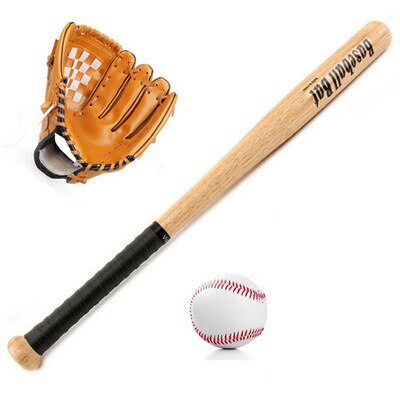 Spiele Ich bin freien freundlicher Sport Spielzeug Baseball mit Tragetasche Aluminiumlegierung Holz Schläger, Pu-leder Handschuh, 9 &#39;&#39;Weiche Baseball Spielzeug: Holz Schläger Braun Handschuh