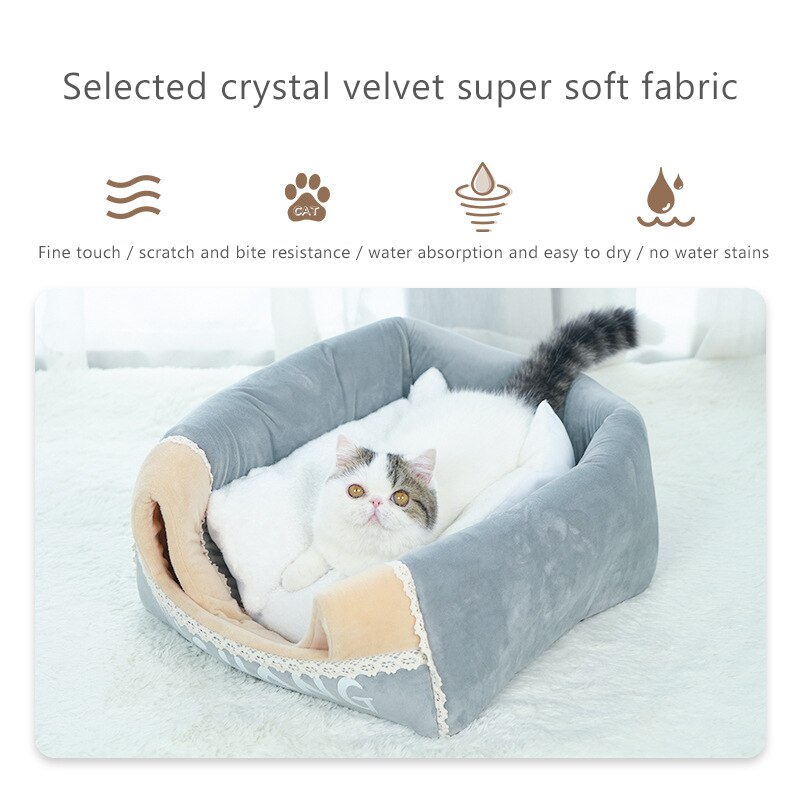 Cat Tent, Kitten Bed, Cat Hut, Cat Cave with Machine Washable Dome Shaped Cat Pod kennel puppy house winter warm pet dog bed