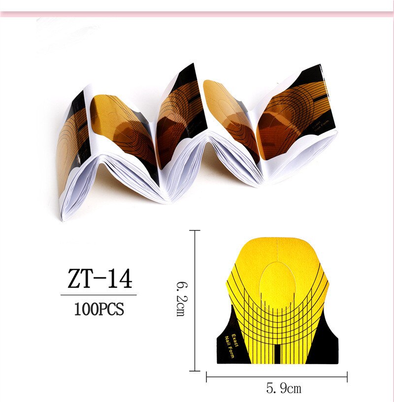 100 pièces poisson forme Nail Art français acrylique UV Gel conseils Extension Curl constructeur forme pochoir manucure outil autocollant pour polonais Guide: 14