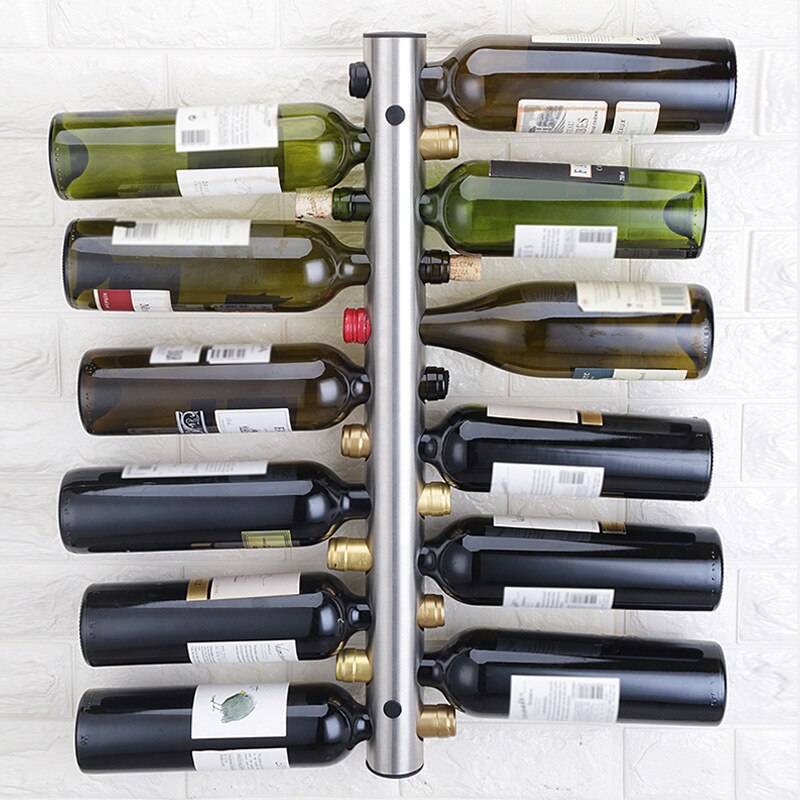 Cremalheira de vinho tinto de aço inoxidável, pendurado na parede, suporte de vinho criativo vertical, montagem na parede estilo europeu, frete grátis