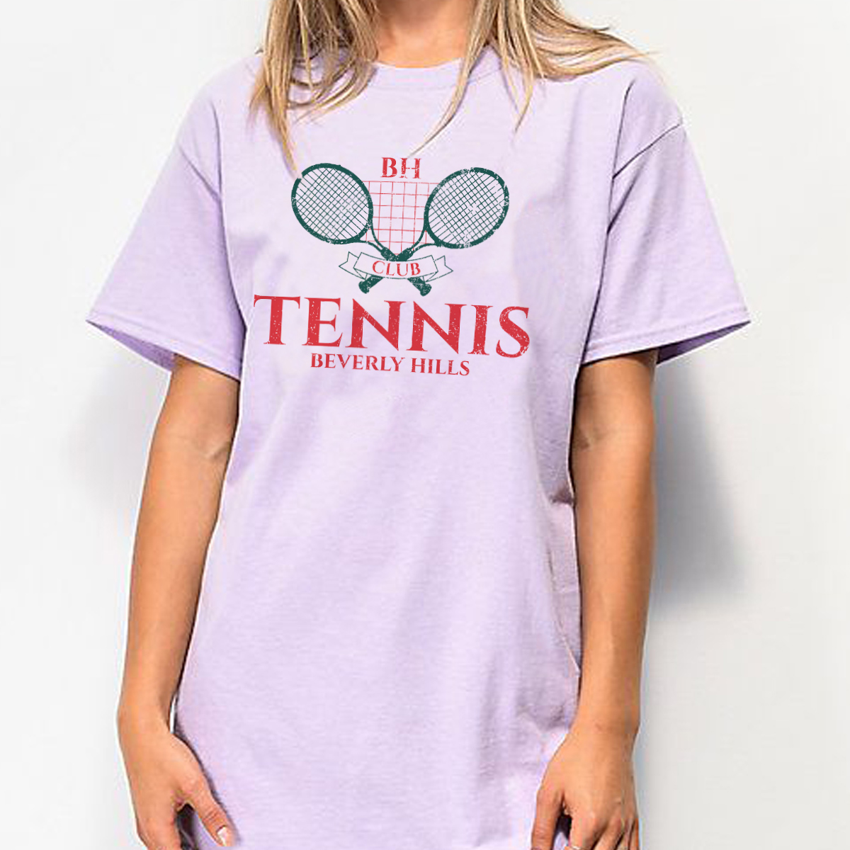 American malibu tennis club dame  y2k lyserøde t-shirts til kvinder med korte ærmer, løse bomulds-sommer-t-shirts med print: Xl / Lavendel
