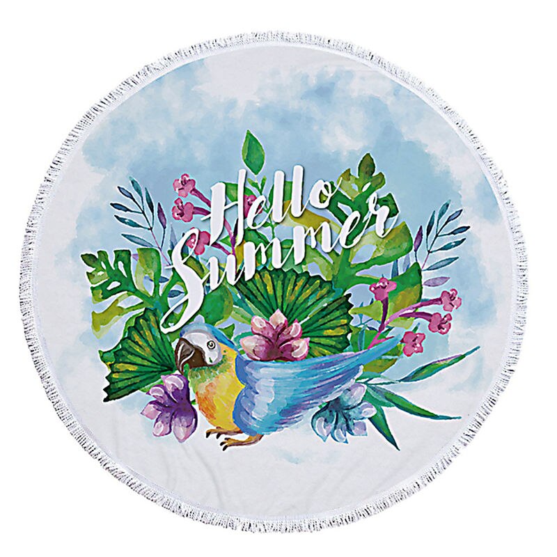 Printed Large Leaves Flower Beach Towel Round Microfiber Beach Towels Roundie Adults Serviette De Plage Toalla Playa: 14