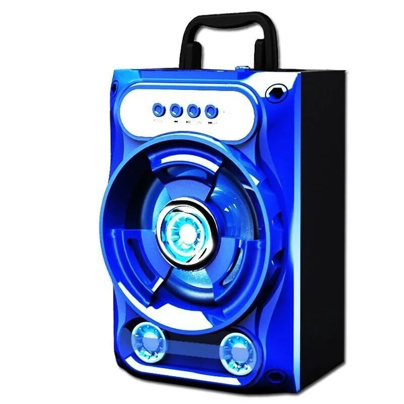 Altavoz bluetooth 2023, caja portátil para exteriores, altavoz cuadrado con micrófono, tarjeta de canción k, orden ador, subwo: Blau