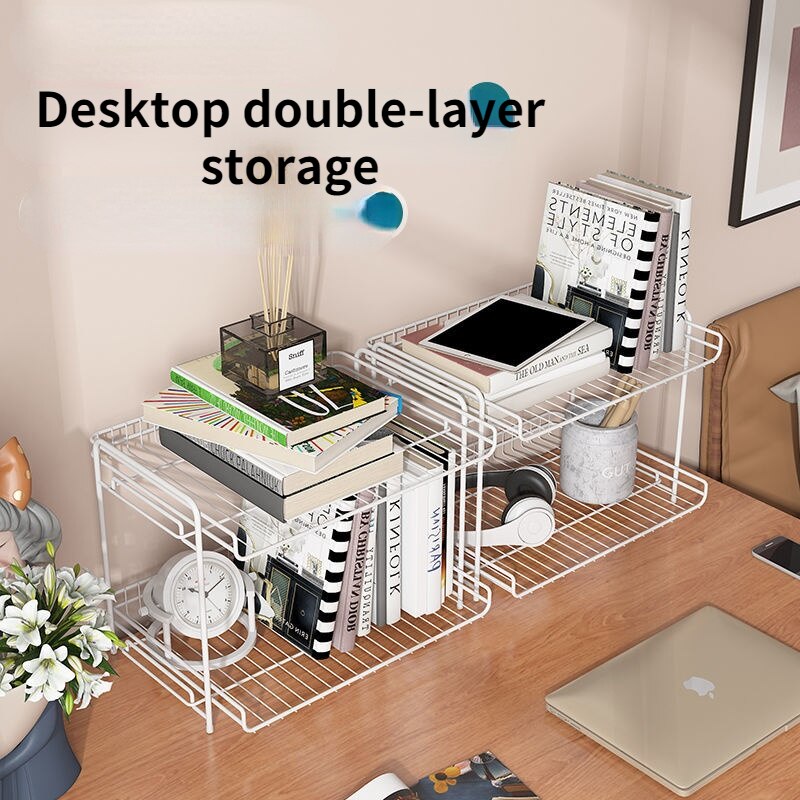 Simple bookshelf small desktop shelf bedroom office desk storage wrought iron table partition window sill cabinet