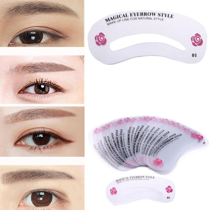24 Pcs Reusable Eyebrow Stencil Set Eye Brow DIY Drawing Guide Shaping Grooming Template Card Easy Makeup Beauty Kit wyt77