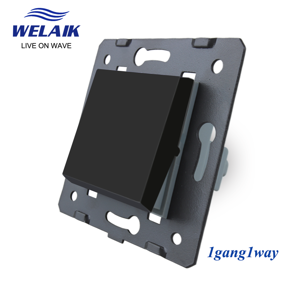 WELAIK EU Light Wall-Switch-DIY Parts-Push-Button 1Gang-1Way Without Crystal-Glass-Panel 220V 5A 45*45mm A711W