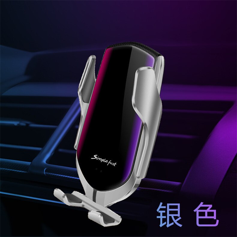 Soporte de carga inalámbrico de inducción automática por infrarrojos para IPhone 11 Pro Max XS Samsung Galaxy S8 S9 S10 Plus: sliver