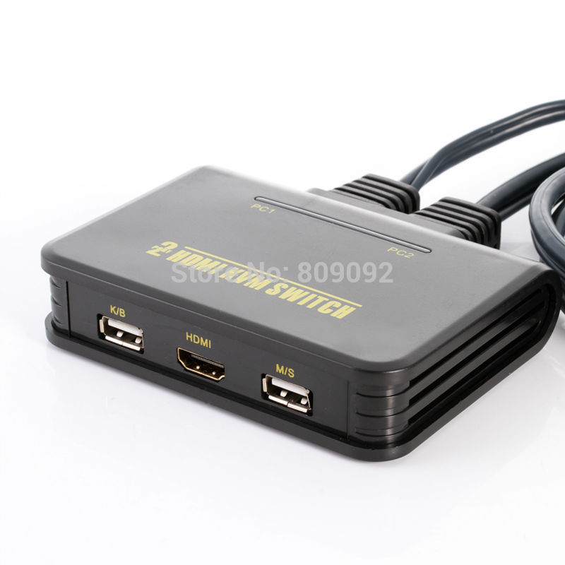 2 port USB 2.0 HDMI switcher draagbare gebruiksvriendelijk KVM schakelaar aangesloten de muis, toetsenbord, HDMI monitor kvm-switch