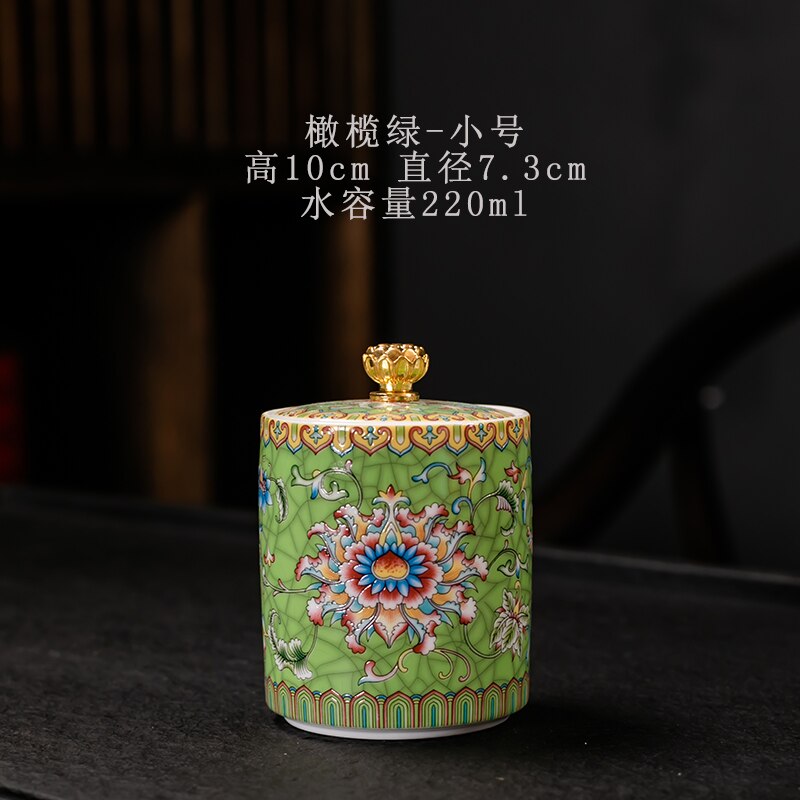 Colorful Ceramic Tea Caddies Large Handmade Porcelain Coffee Sugar Storage Jars Tea Caddies Home Caja De Te Home Garden DG50TC: green small