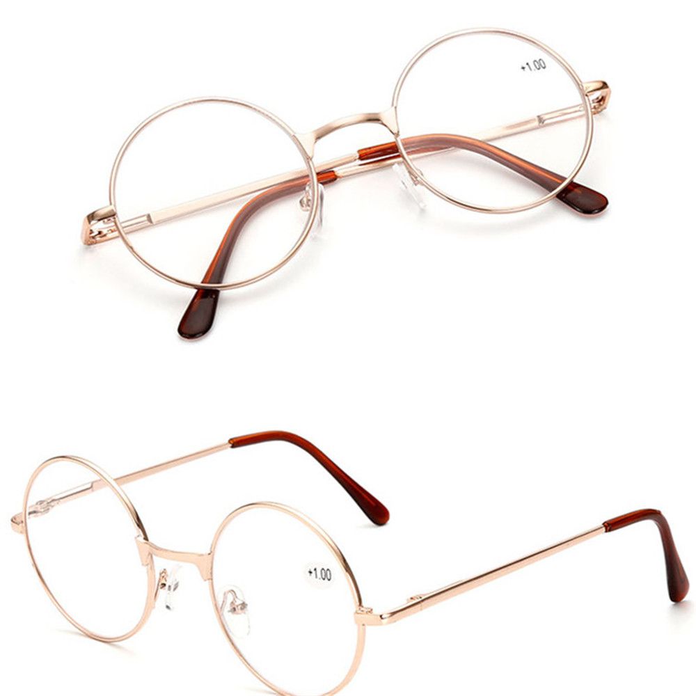 Gafas de lectura redondas de Metal con bisagra de resorte, lentes Retro Para presbicia, cuidado de la visión + 1,00 ~ + 4,0 dioptrías, montura de Metal