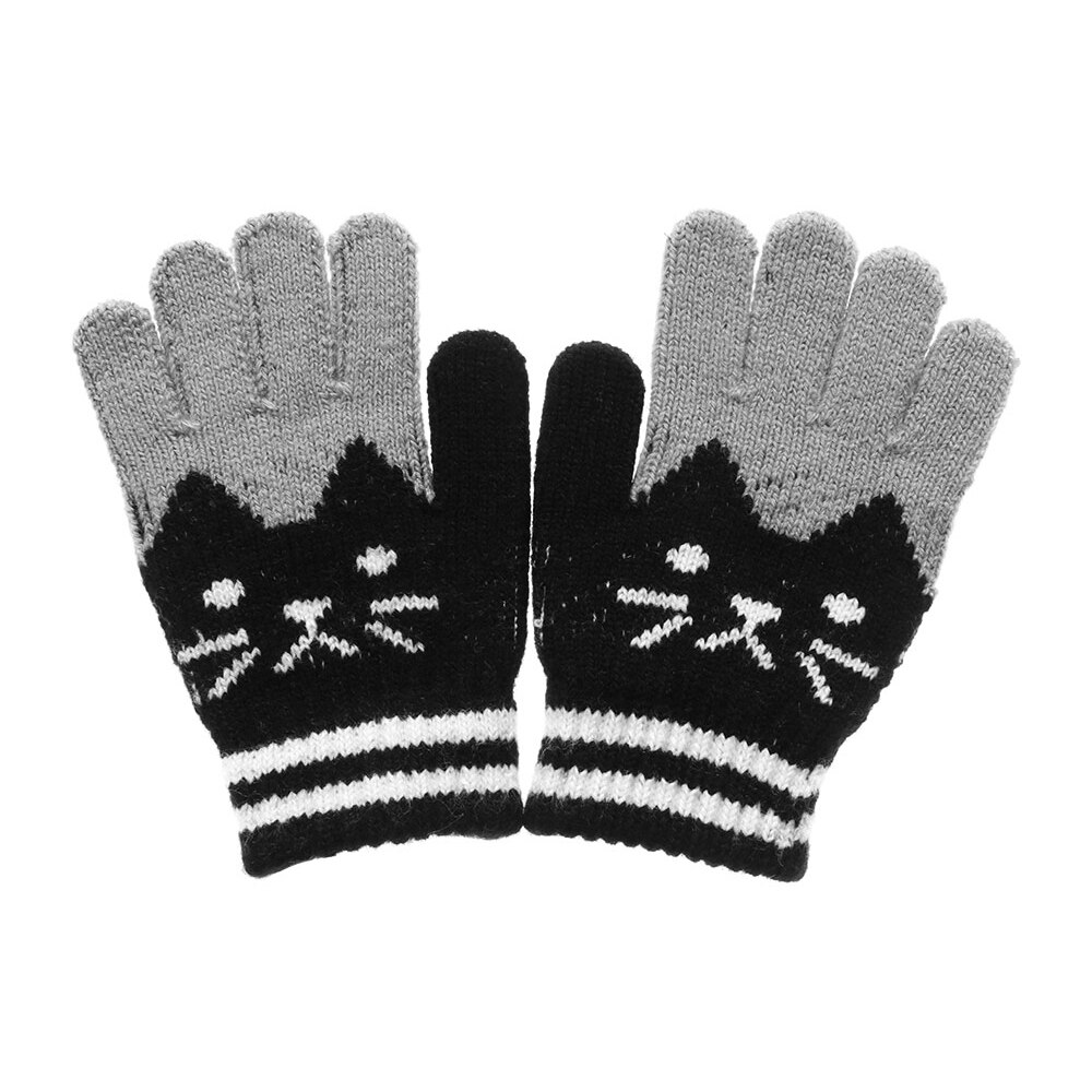 Gants d'hiver pour enfants de 4-10 ans | Gants chauds et tricotés pour enfants, Imitation cachemire, mitaines épaisses, pour filles et garçons, gant magique mignon: black