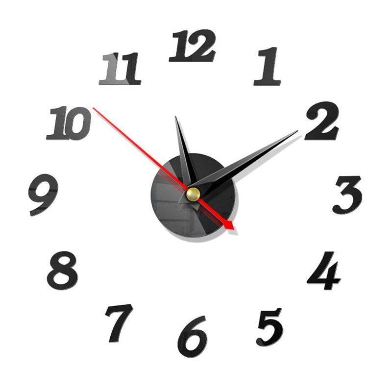 European Style Wall Clock Home Diy3d Three-dimensional Clock Acrylic Wall Decorative Sticker Digital Wall Clock Mirror