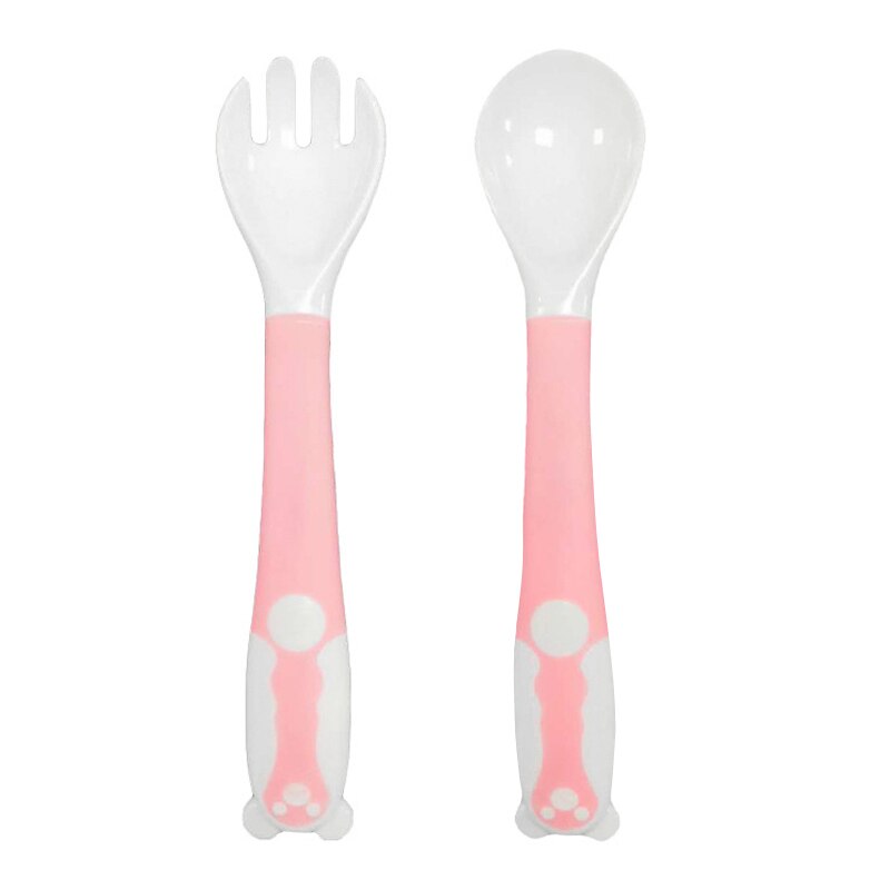 bébé cuillère fourchette ensemble alimentaire flexion alimentation coude formation torsion vaisselle pliable MD88: thermal spork red