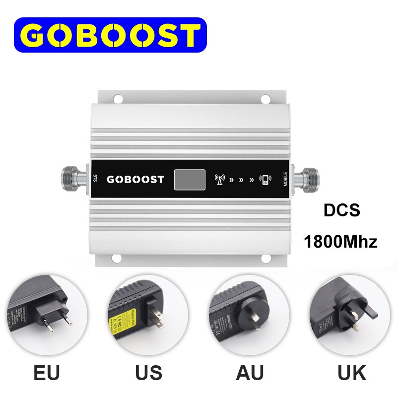 GOBOOST 4g Gsm Signal Booster DCS 1800Mhz Repeater Led Dispaly Celluar Amplifier with Power Supply Russia