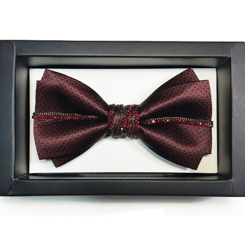 Pajarita de seda para hombre, corbata de diamante hecha a mano de lujo para boda, original, conjunto de pañuelo de corbatín retro para negocios: only tie 04