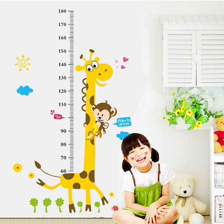 Verwijderbare waterdichte DIY muursticker Giraffe Hoog stickers kinderkamer Cartoon Leuke Interessante PVC behang zelfklevende
