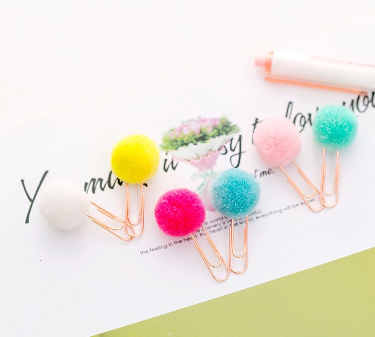 Bola de Pelo de metal rosa dorado para mujer, clip de papel de modelado, papelería escolar, suministros decorativos para fotos, papelería, 1 ud.