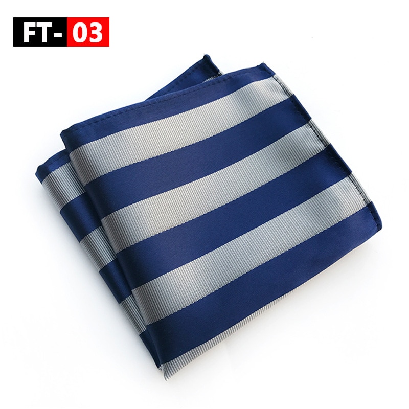 Mouchoir de poche bleu gris jaune #39 pour homme, mouchoir imprimé à rayures, mouchoir en soie et polyester, pochette de travail, serviette de poitrine 25*25cm