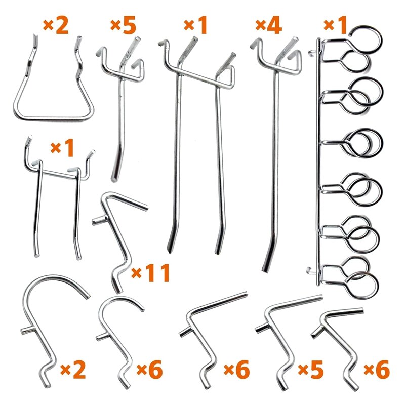 50 Piece Pegboard Hooks Assortment with Metal Hooks Sets,Hook Metal Pegboard,Peg Locks for Organizing Tools