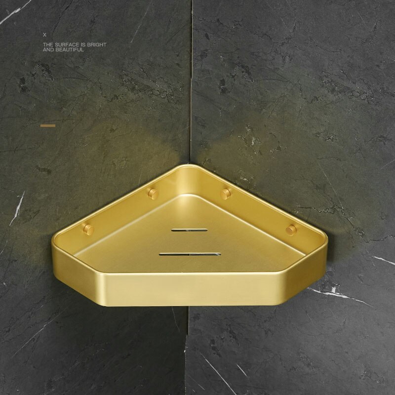 Goud Hoek Plank Badkamer Opslag Planken Aluminium Driehoek Handdoek Opslag Muur-Gratis Ponsen Douche Rack Badkamer Accessoires: Triangle B