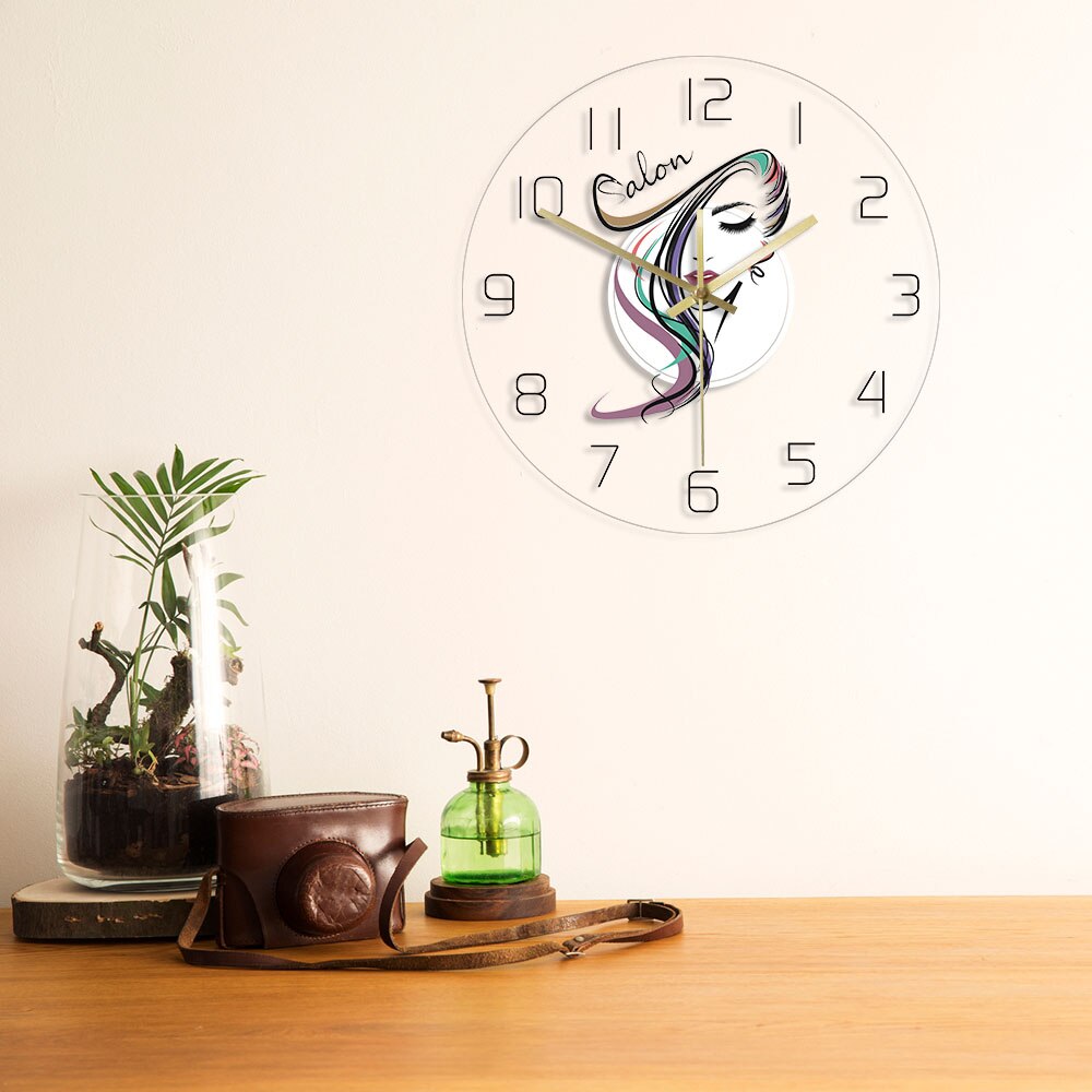 salon fryzjerski zmiana koloru ściana światło robić salonu fryzjerskiego przezroczysty akrylowy zegar ścienny zegarek piękno fryzjer stylista wiszące lampy