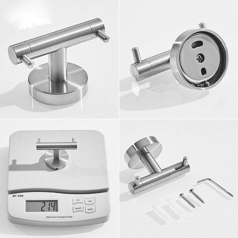 304 Brushed Stainless Steel Single Robe Hook Wall Mounted Towel Hook Clothes Hook Bathroom Hardware
