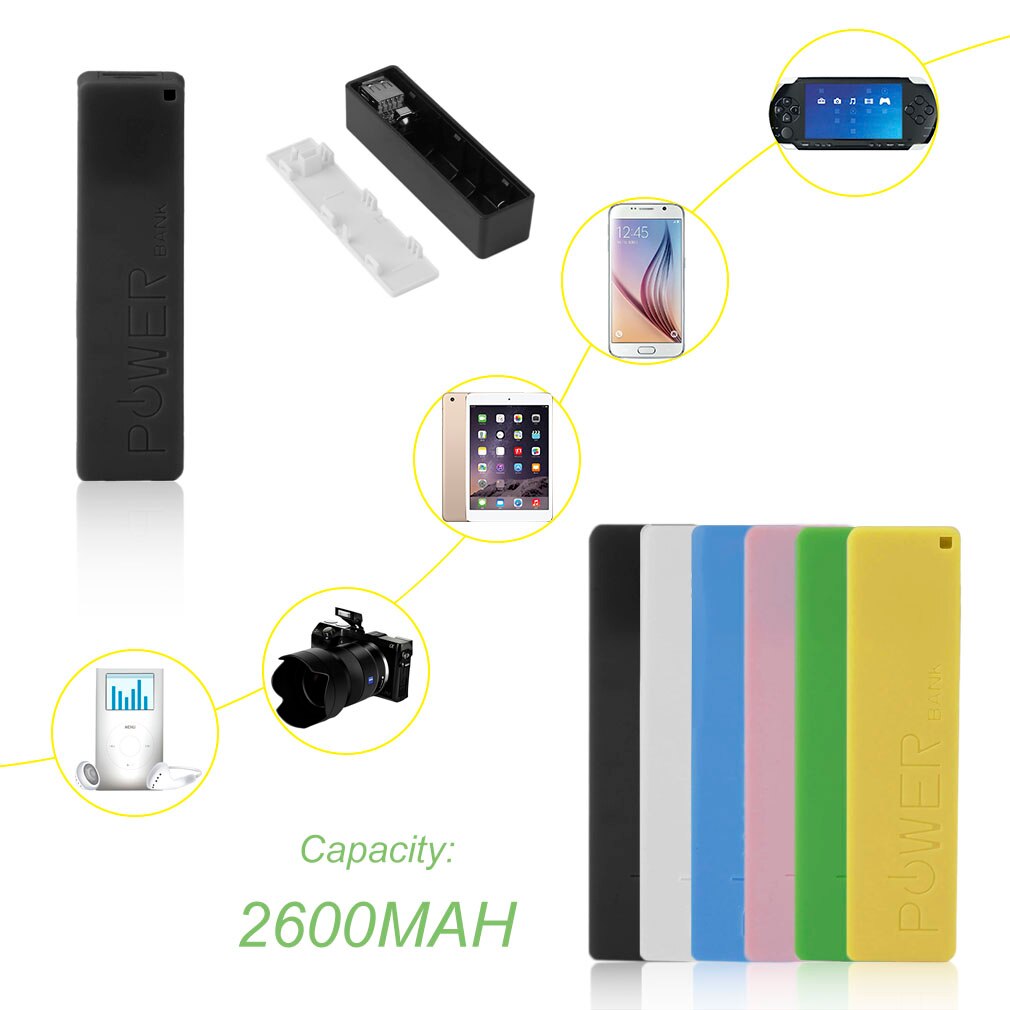 2600Mah Draagbare Size Geen Batterij Powerbank 1*18650 Batterij Externe Backup Battery Charger Power Bank Case Voor Smart telefoon Stuk