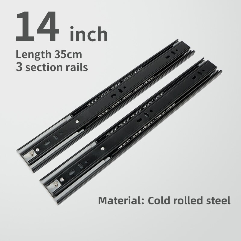 MX Schwarz Metall Puffer Stumm Schublade gleiten Schiene Sanft-nah dran Schublade Führungsschiene Drei-Abschnitt Schrank Rutsche Schiene Möbel Hardware-: Puffer 14 Zoll 35cm