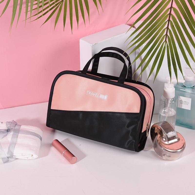 Leuke 2 In1 Cosmetische Tas Waterdichte Pvc Make Borstel Tas Vrouwen Reizen Beauty Pouch Make Up Organizer Make Gevallen Schoonheid tassen: Black