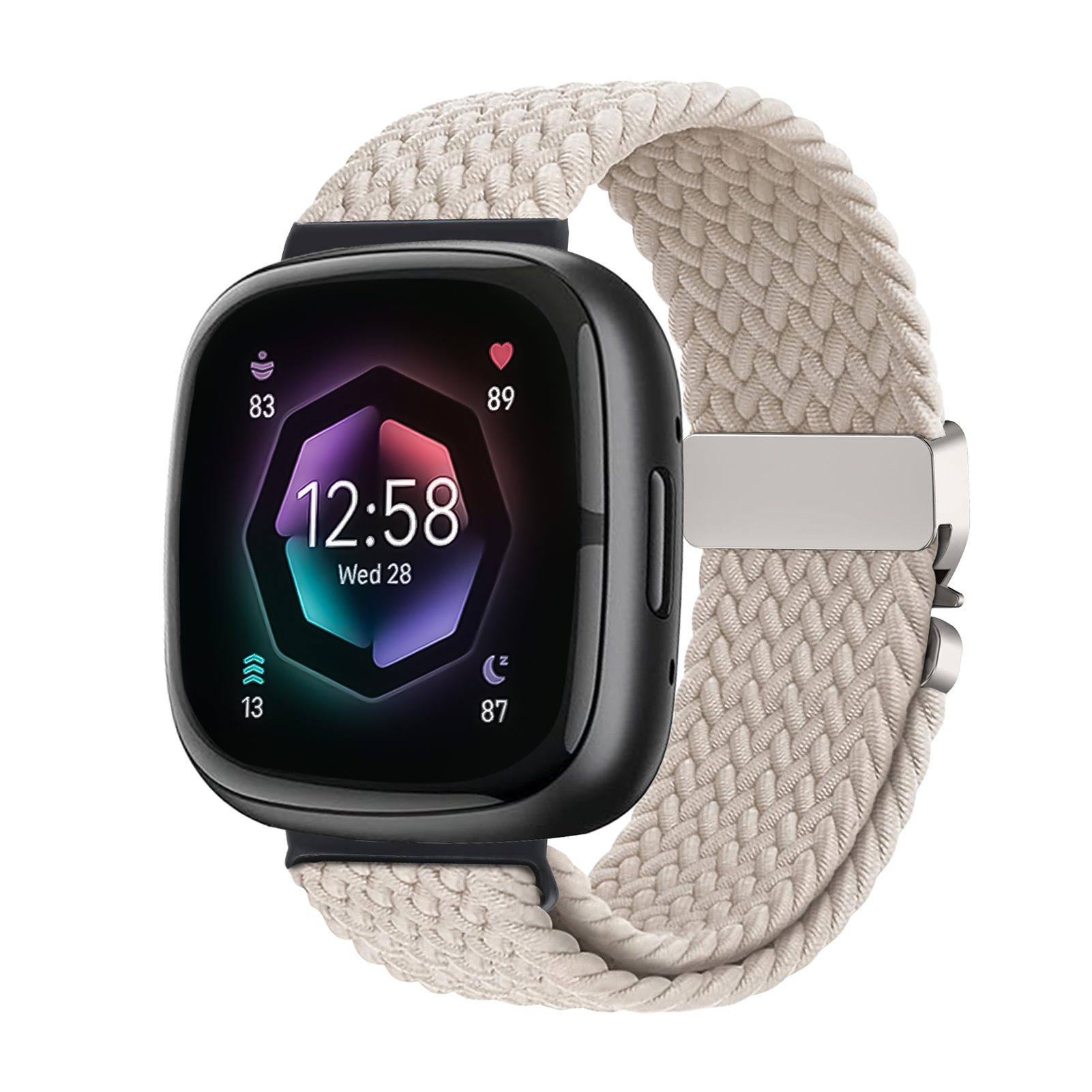 Parachute Braided Strap for Fitbit Versa 4 3 Sense 2 band Accessories replacment nylon correa Bracelet for Fitbit Versa 4 Strap: black / 12mm